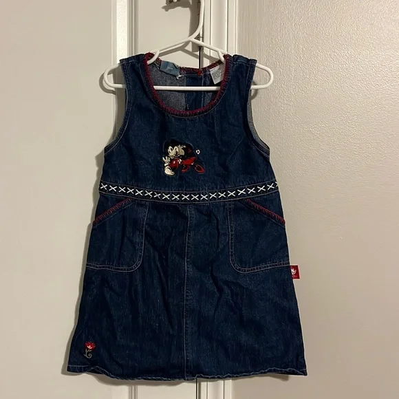 Disney | Dresses | Sleeveless Denim Dress By Disney Pockets On Skirt  Floweral | Poshmark
